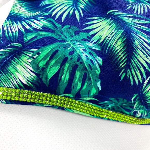 Palm trees rhinestone trim face mask - Picture 2 of 2